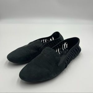 Anthropologie Matiko Black Leather Cut out Women's Flats Size 8